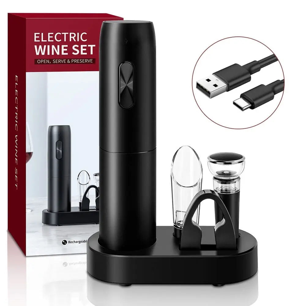 Wine Electric Bottle Opener Electric Corkscrew Foil Cutter Gift Set Wine Electric Bottle Opener Electric Corkscrew Foil Cutter Gift Set